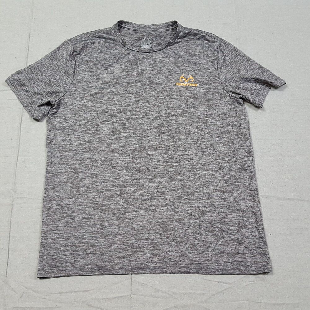 RealTree Shirt Mens Large Gray Pullover Casual Outdoor Athletic Spell Out Tee